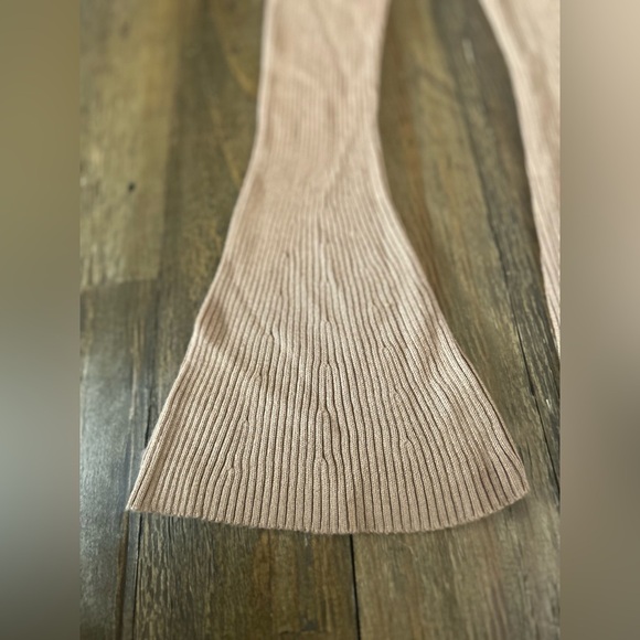 CAROLINE CONSTAS Collections Cassandra Ribbed Knit Dress in Camel Bell sleeves - Picture 7 of 13